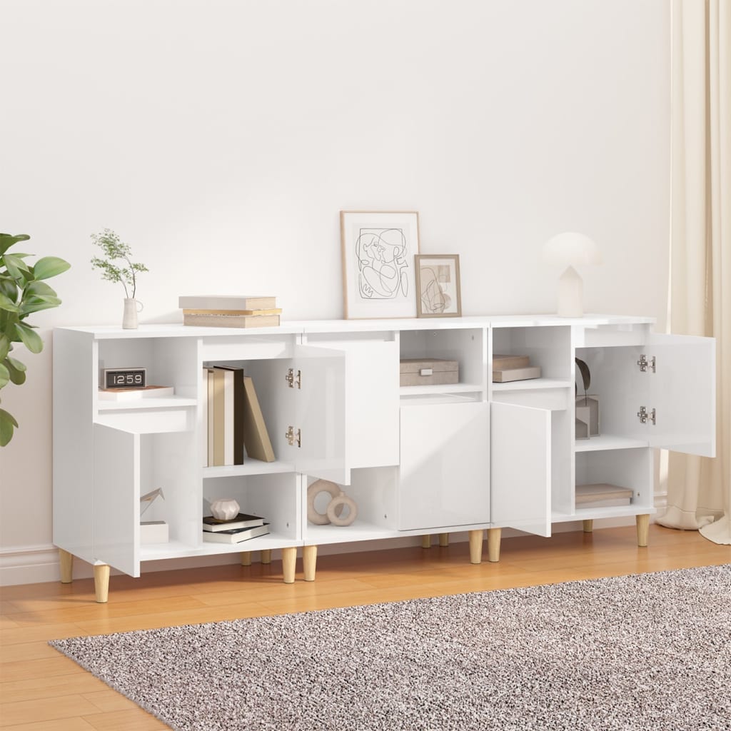 Aparadores 3 pcs 60x35x70 cm derivados madeira branco brilhante - Image 2