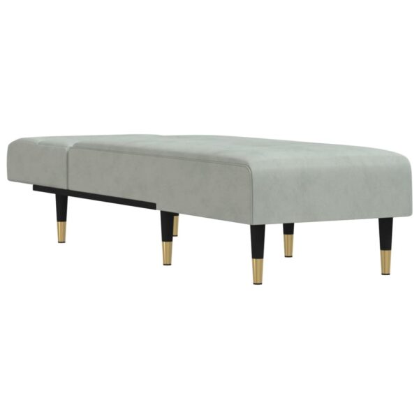 Chaise longue veludo cinzento-claro - Image 2