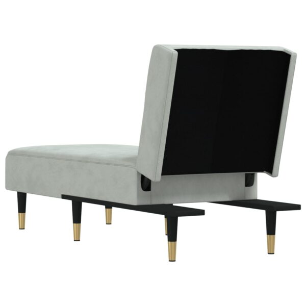 Chaise longue veludo cinzento-claro - Image 4