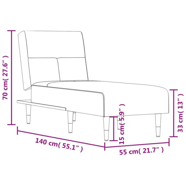 Chaise longue veludo cinzento-claro - Image 8