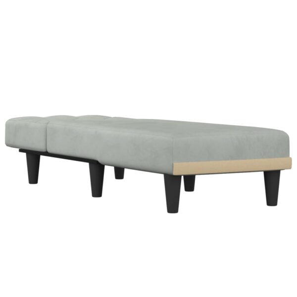 Chaise longue veludo cinzento-claro - Image 2