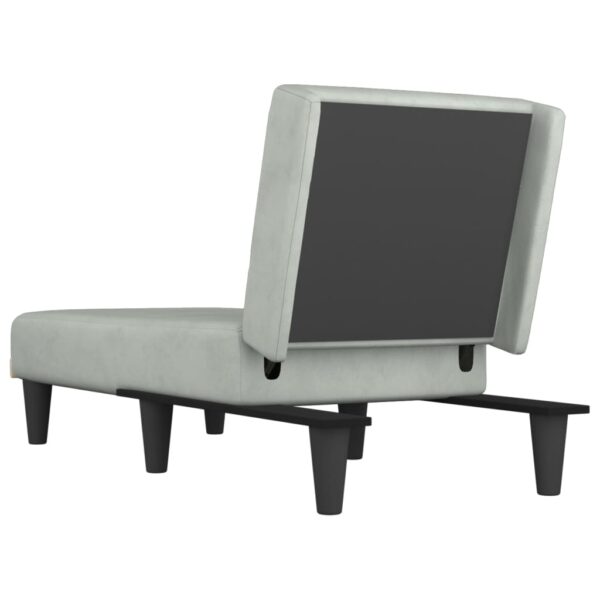 Chaise longue veludo cinzento-claro - Image 4