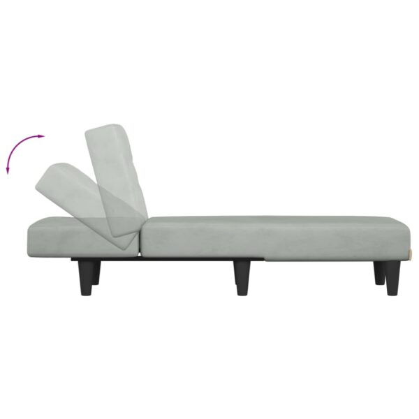 Chaise longue veludo cinzento-claro - Image 5