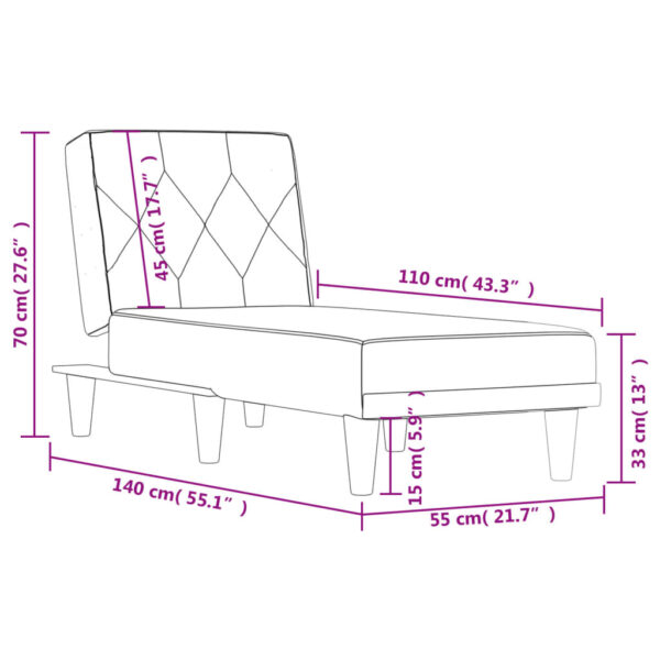 Chaise longue veludo cinzento-claro - Image 8