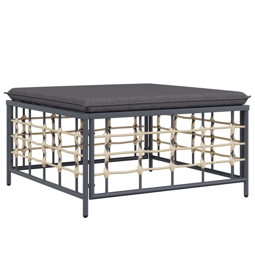 4 pcs conjunto lounge de jardim c/ almofadões vime PE antracite - Image 5