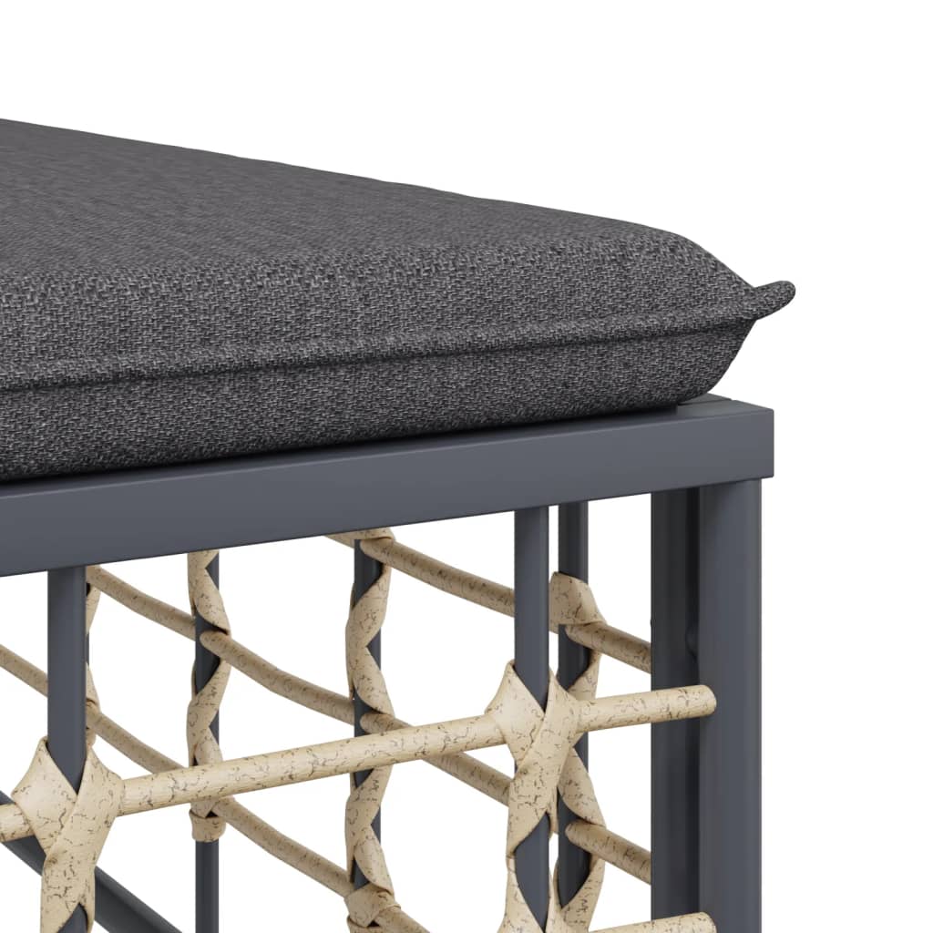 4 pcs conjunto lounge de jardim c/ almofadões vime PE antracite - Image 6