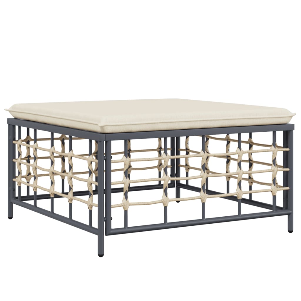 8 pcs conjunto lounge de jardim c/ almofadões vime PE antracite - Image 5