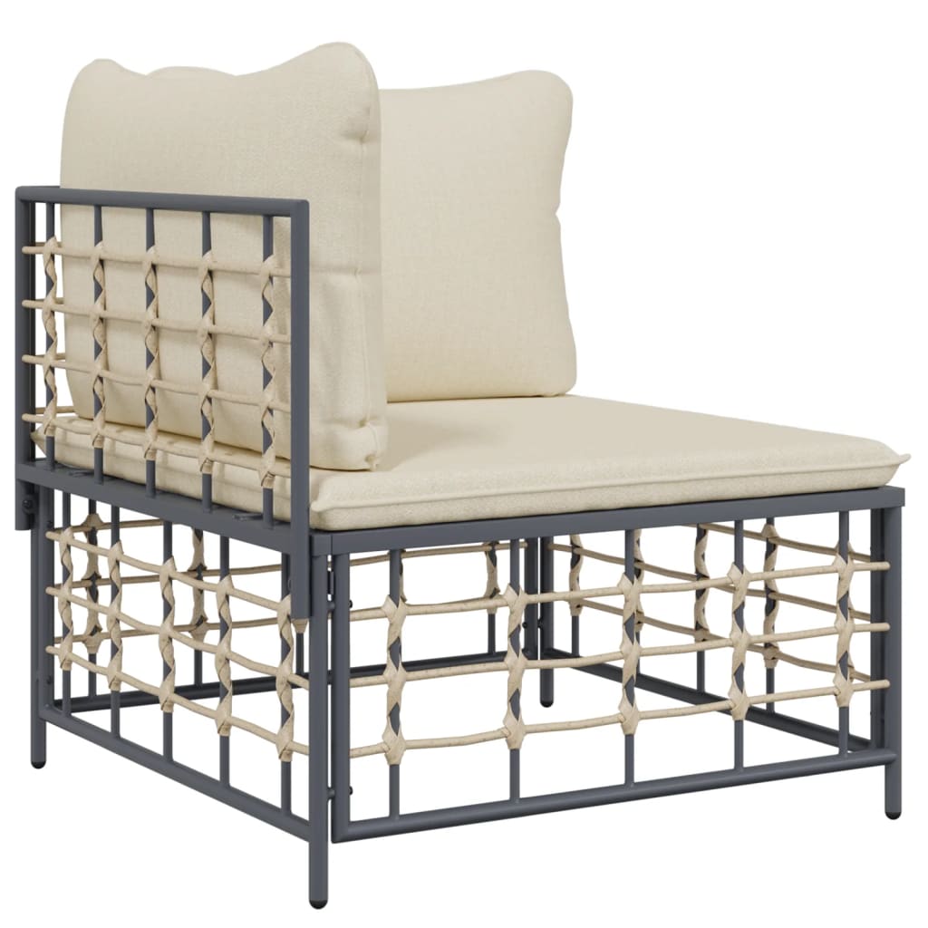 9 pcs conjunto lounge de jardim c/ almofadões vime PE antracite - Image 3