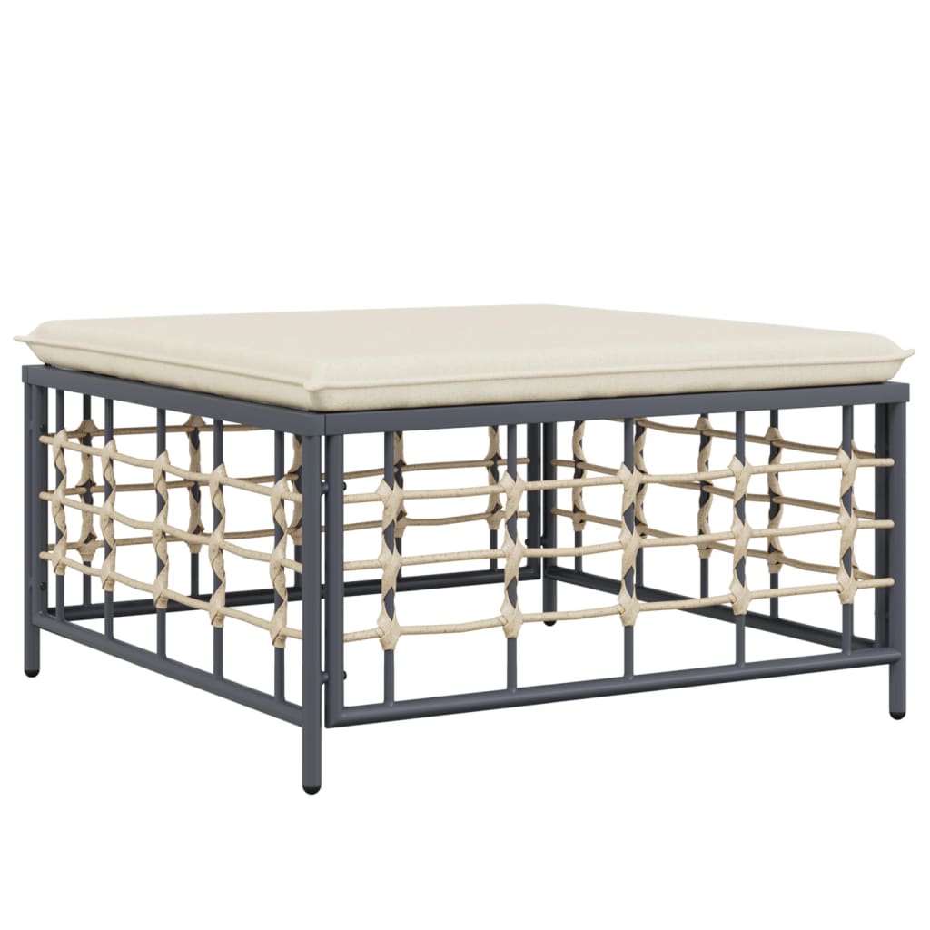 9 pcs conjunto lounge de jardim c/ almofadões vime PE antracite - Image 5