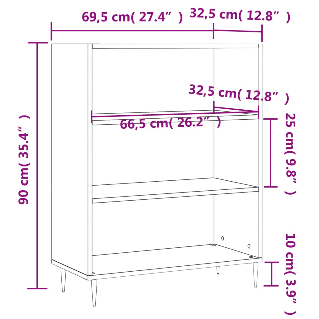 Estante 69,5x32,5x90 cm derivados de madeira cinzento sonoma - Image 8