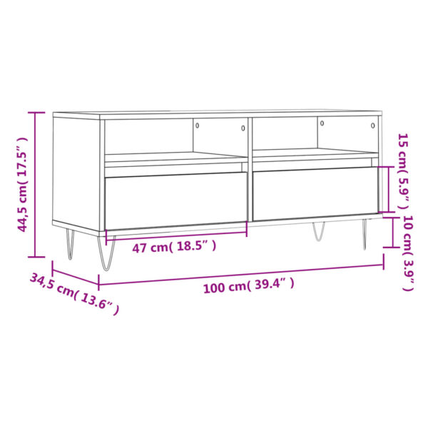 Móvel de TV 100x34,5x44,5 cm derivados de madeira branco - Image 10