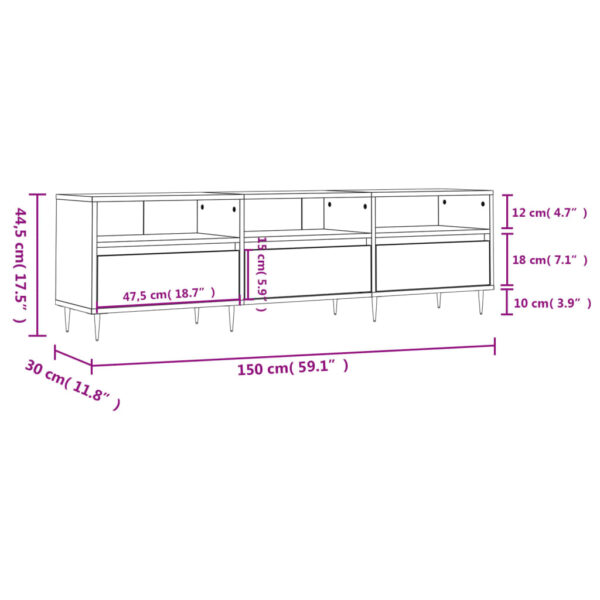Móvel de TV 150x30x44,5 cm derivados de madeira branco - Image 10