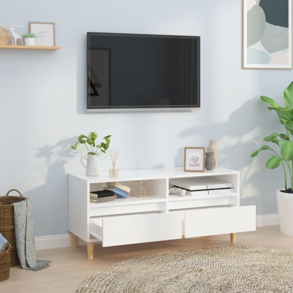 Móvel p/ TV 100x34,5x44,5 cm derivados madeira branco brilhante - Image 2
