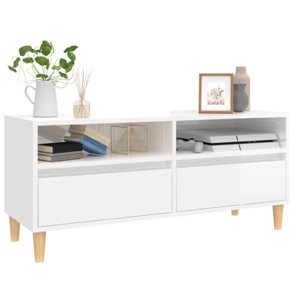 Móvel p/ TV 100x34,5x44,5 cm derivados madeira branco brilhante - Image 3