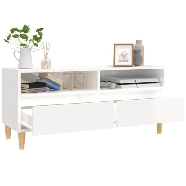 Móvel p/ TV 100x34,5x44,5 cm derivados madeira branco brilhante - Image 4