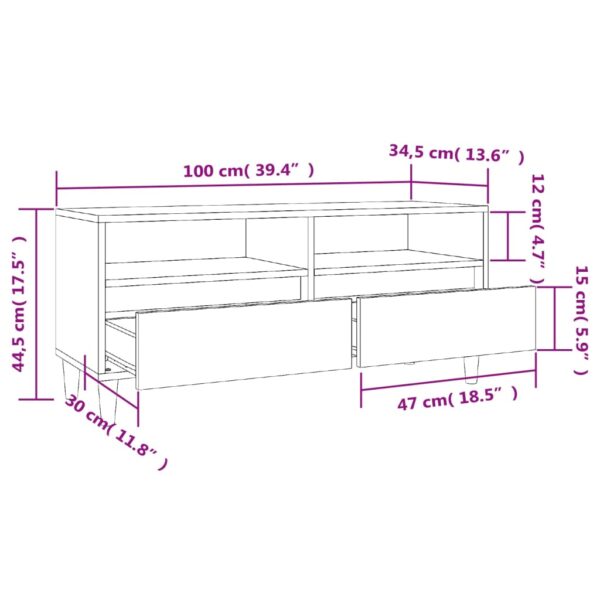 Móvel p/ TV 100x34,5x44,5 cm derivados madeira branco brilhante - Image 9