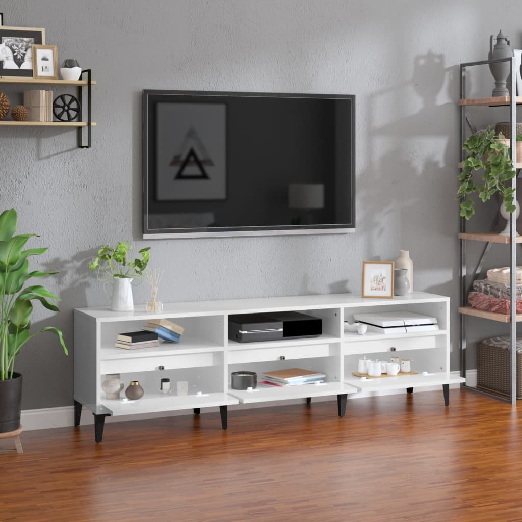 Móvel p/ TV 150x30x44,5 cm derivados madeira branco brilhante - Image 2