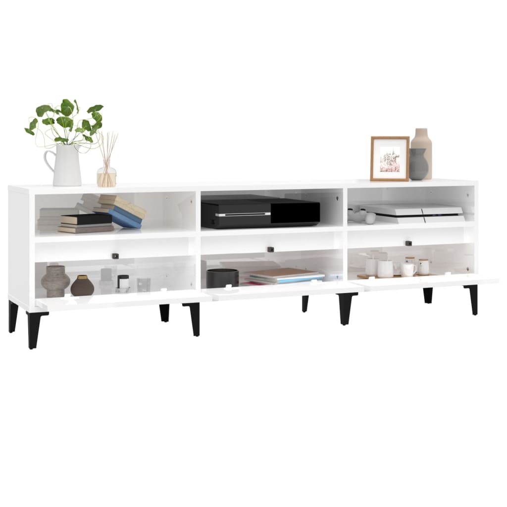 Móvel p/ TV 150x30x44,5 cm derivados madeira branco brilhante - Image 4