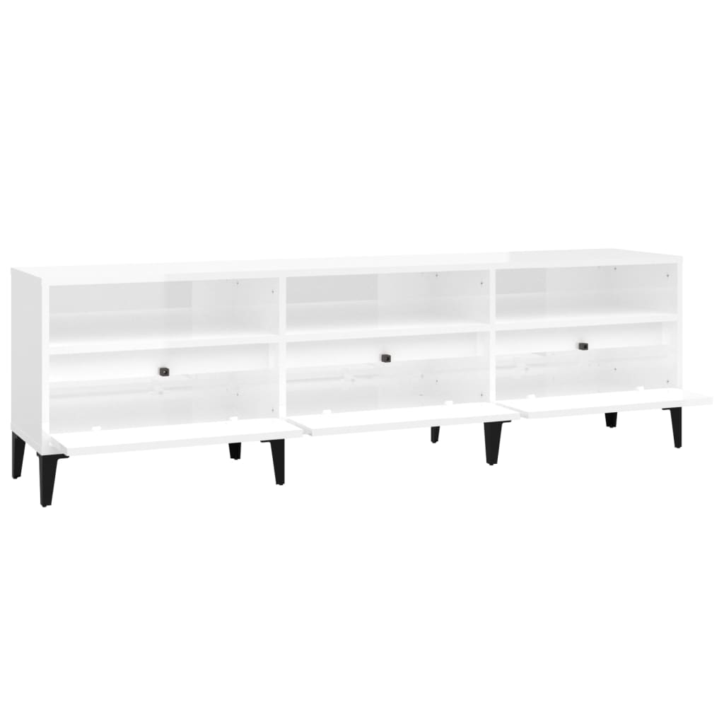 Móvel p/ TV 150x30x44,5 cm derivados madeira branco brilhante - Image 6