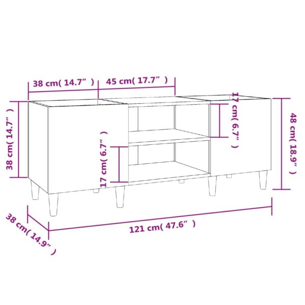 Armário para discos 121x38x48 cm derivados de madeira branco - Image 7
