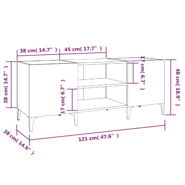 Armário para discos 121x38x48 cm derivados de madeira branco - Image 7