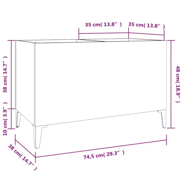 Armário p/ discos 74,5x38x48 cm deriv. madeira branco brilhante - Image 7