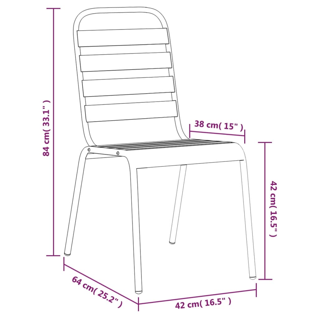 3 pcs conjunto de jantar para jardim aço antracite - Image 9