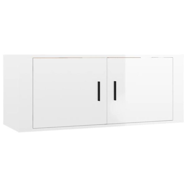 5 pcs conjunto móveis de TV madeira processada branco brilhante - Image 5