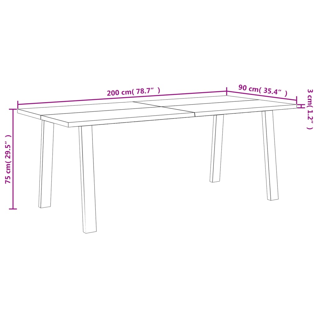 Mesa de jantar 200x90x76 madeira de acácia maciça - Image 8