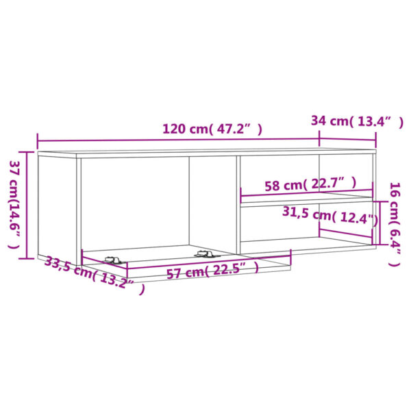 Móvel de TV 120x34x37 cm derivados de madeira cinzento sonoma - Image 8