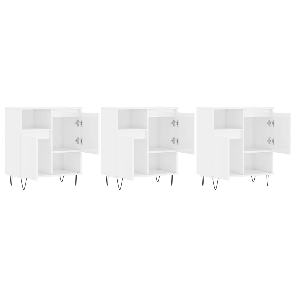 Aparadores 3 pcs derivados de madeira branco brilhante - Image 3