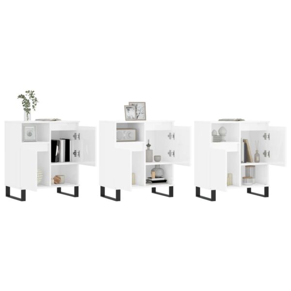 Aparadores 3 pcs derivados de madeira branco brilhante - Image 2