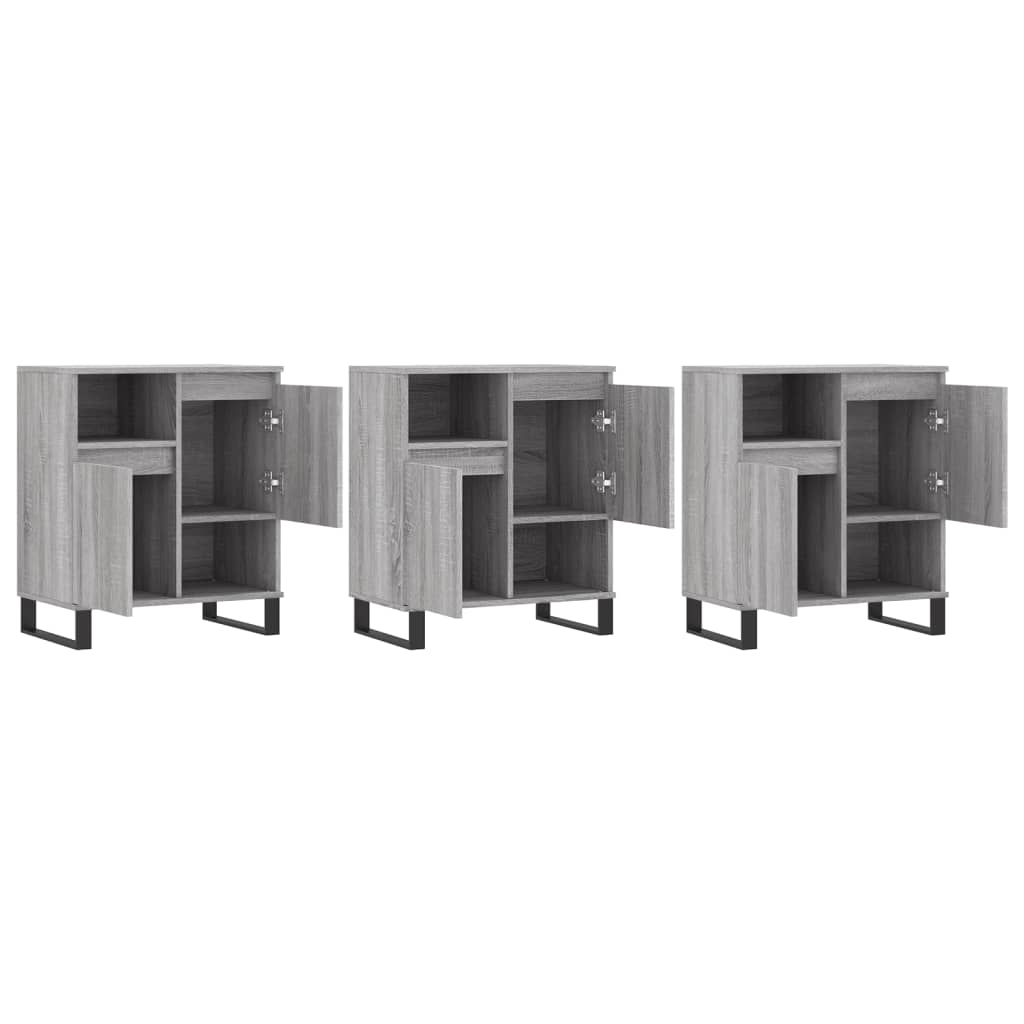 Aparadores 3 pcs madeira processada cinzento sonoma - Image 3