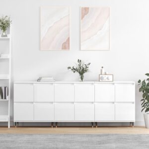 Aparadores 3 pcs derivados de madeira branco brilhante