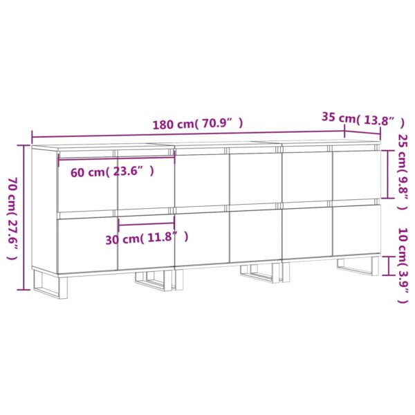 Aparadores 3 pcs derivados de madeira cinzento cimento - Image 10