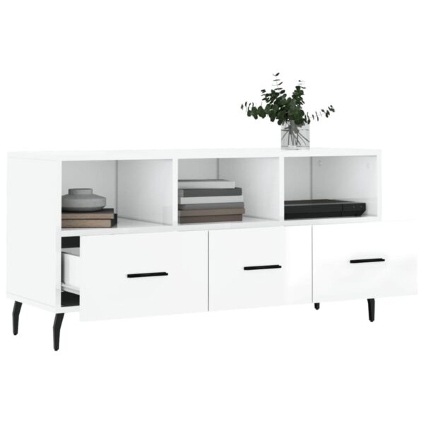 Móvel para TV 102x36x50 cm derivados madeira branco brilhante - Image 3