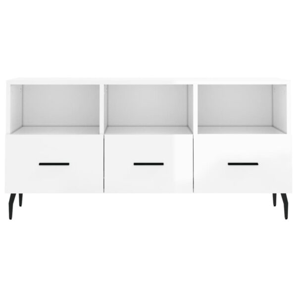 Móvel para TV 102x36x50 cm derivados madeira branco brilhante - Image 4