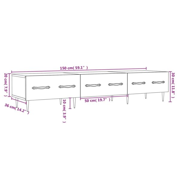 Móvel de TV 150x36x30 cm derivados de madeira branco brilhante - Image 11
