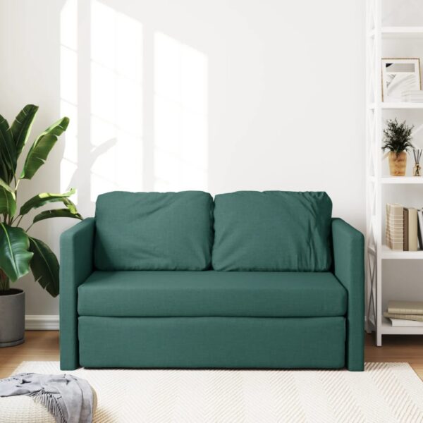 Sofá-cama sem pés 112x174x55 cm tecido verde-escuro - Image 2