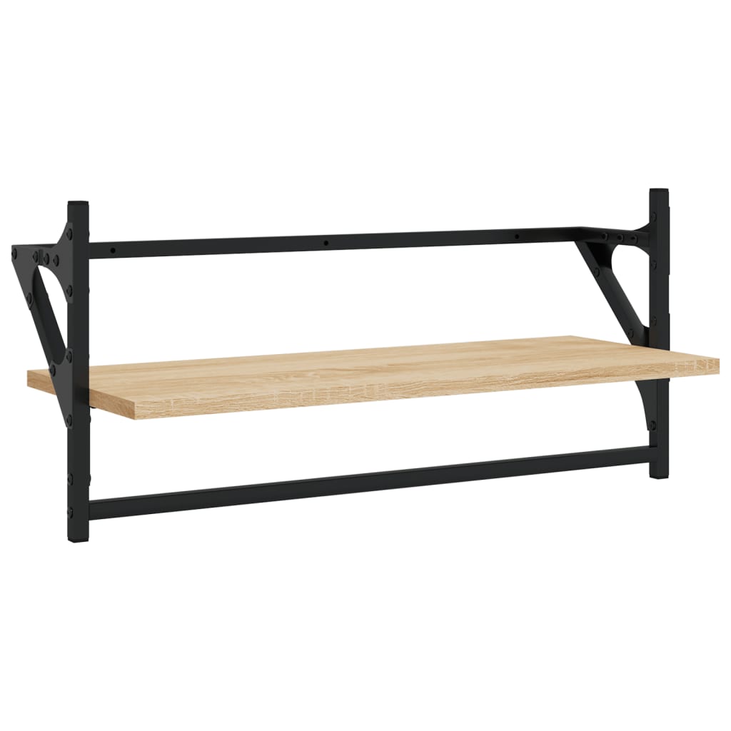 Prateleiras de parede c/ barras 2pcs 65x25x30cm carvalho sonoma - Image 3