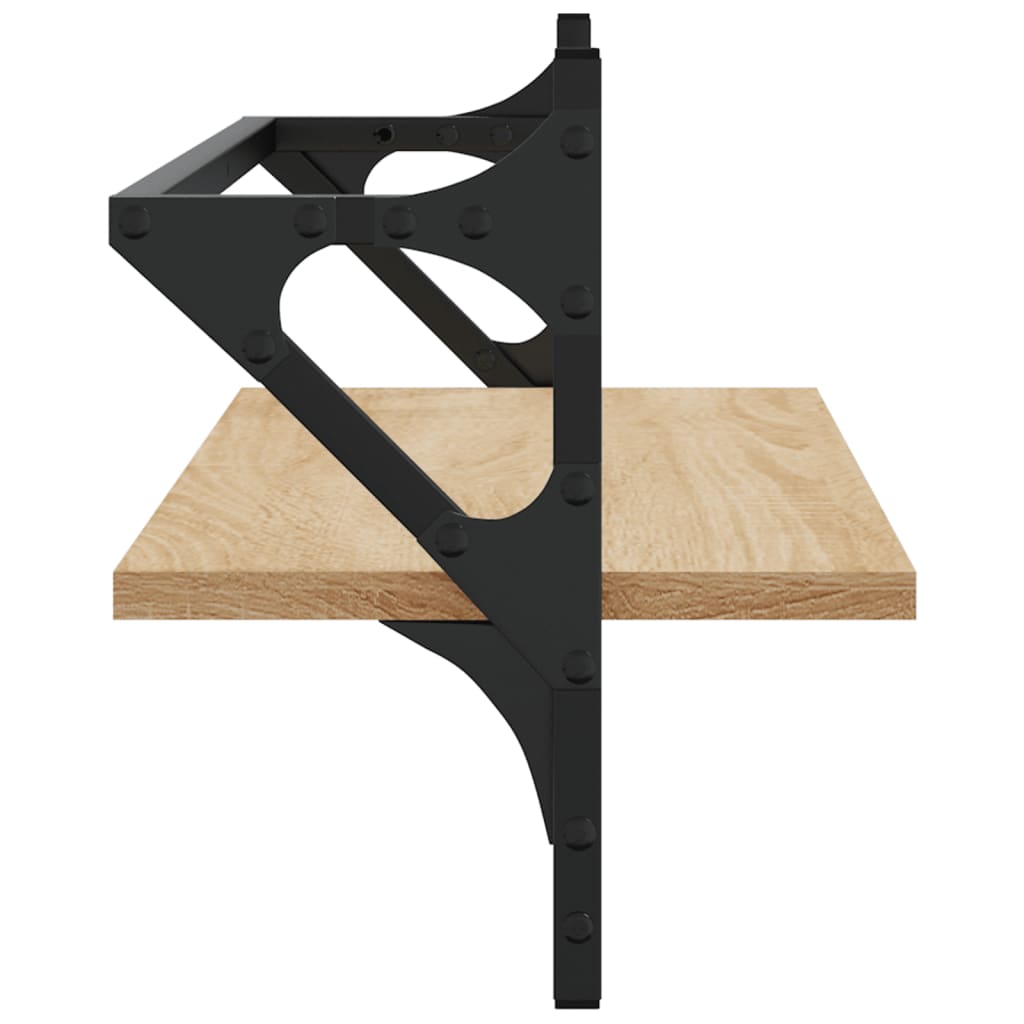 Prateleiras de parede c/ barras 2pcs 65x25x30cm carvalho sonoma - Image 5