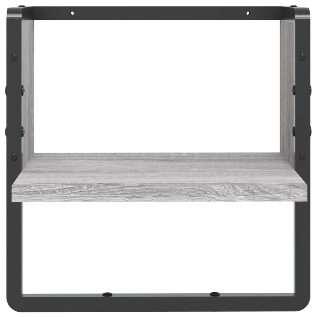 Prateleira de parede com barra 30x25x30 cm cinzento sonoma - Image 3