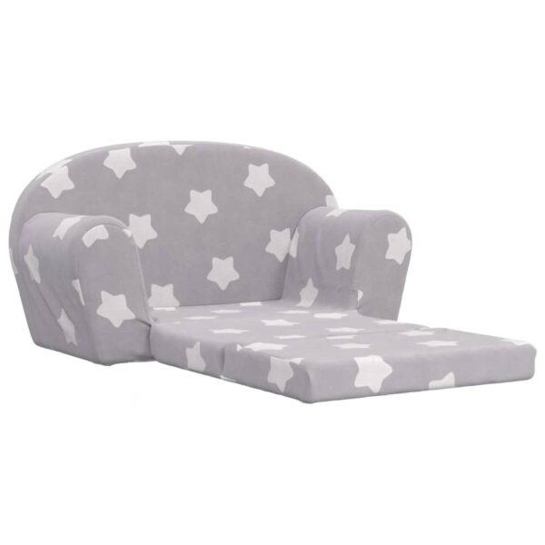 Sofá-cama infantil 2 lugares c/ estrelas pelúcia cinzento-claro - Image 3