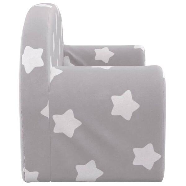 Sofá-cama infantil 2 lugares c/ estrelas pelúcia cinzento-claro - Image 4