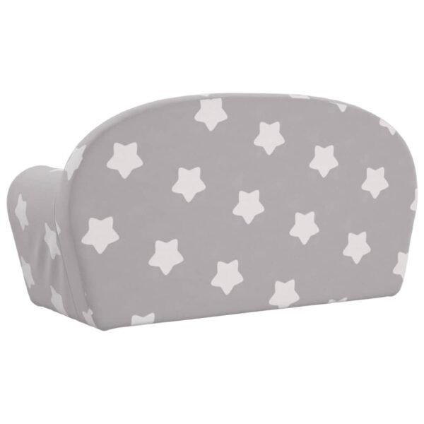 Sofá-cama infantil 2 lugares c/ estrelas pelúcia cinzento-claro - Image 5