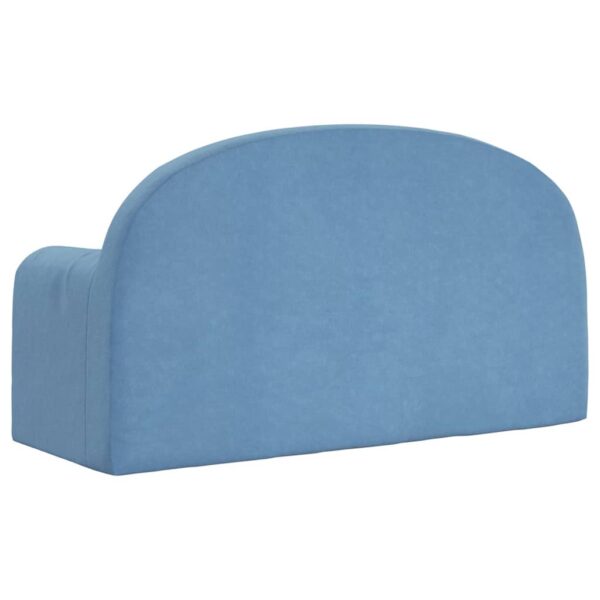 Sofá infantil de 2 lugares pelúcia macia azul - Image 4