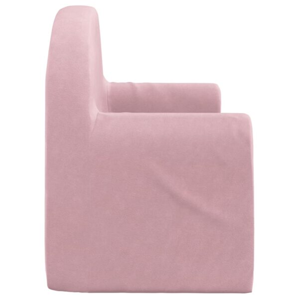 Sofá-cama infantil de 2 lugares pelúcia macia rosa - Image 4