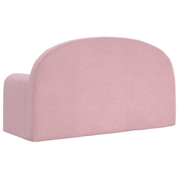 Sofá-cama infantil de 2 lugares pelúcia macia rosa - Image 5