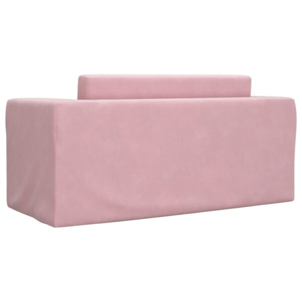 Sofá-cama infantil de 2 lugares pelúcia macia rosa - Image 5