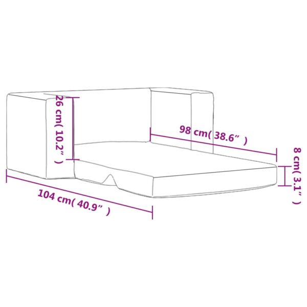Sofá-cama infantil de 2 lugares pelúcia macia rosa - Image 9